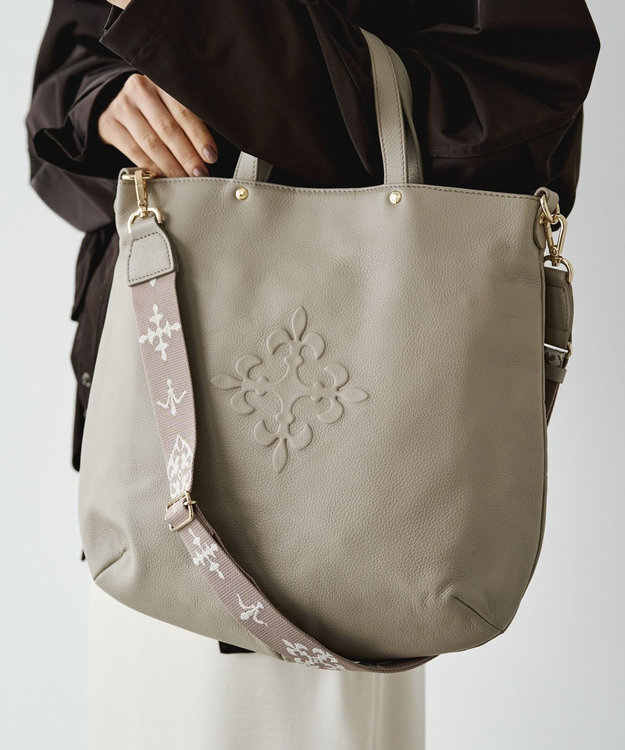 russet ソフトレザー 2WAYトートバッグ(CE-1611) GrayBeige