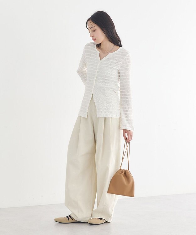 earth music&ecology 【予約】シャーリングカットカーディガン アイボリー