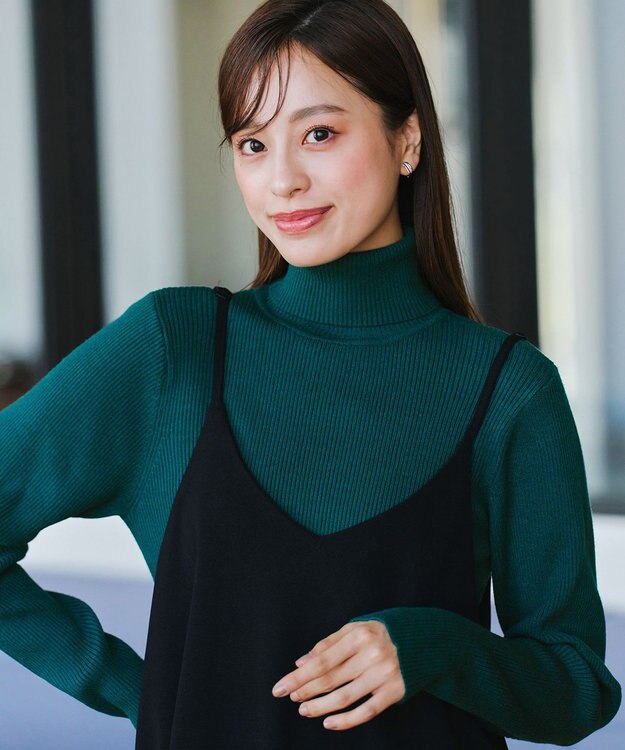 Tiaclasse L 【新色追加・洗える】リブタートルニット グリーン