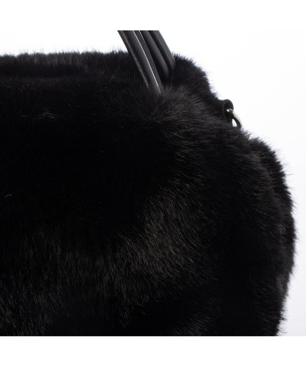 UNBILLION カシュカシュ cachecache / ミンク風エコファー2wayボックストート ブラック