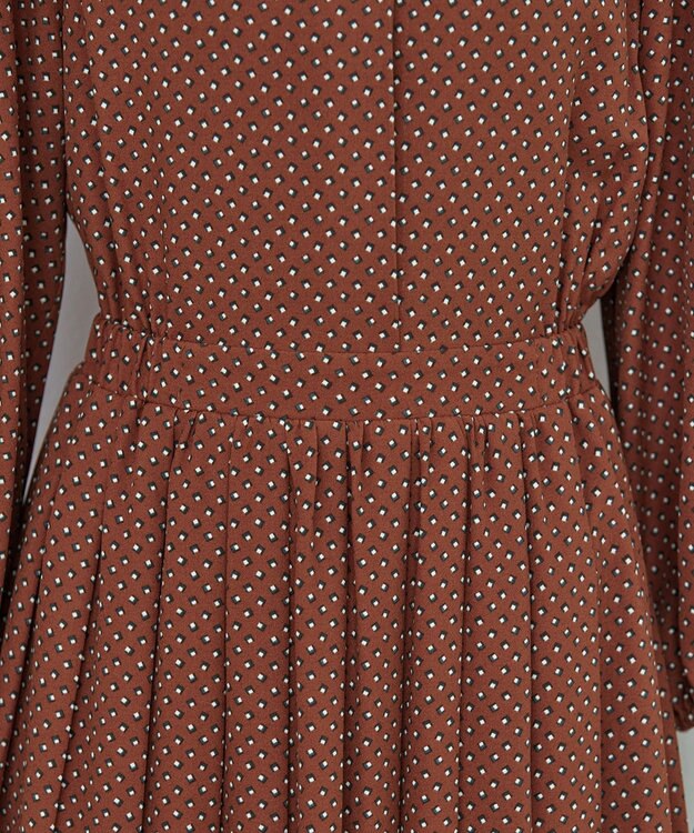 Tiaclasse 【洗える・新色追加】パフスリーブプリーツワンピース テラコッタ