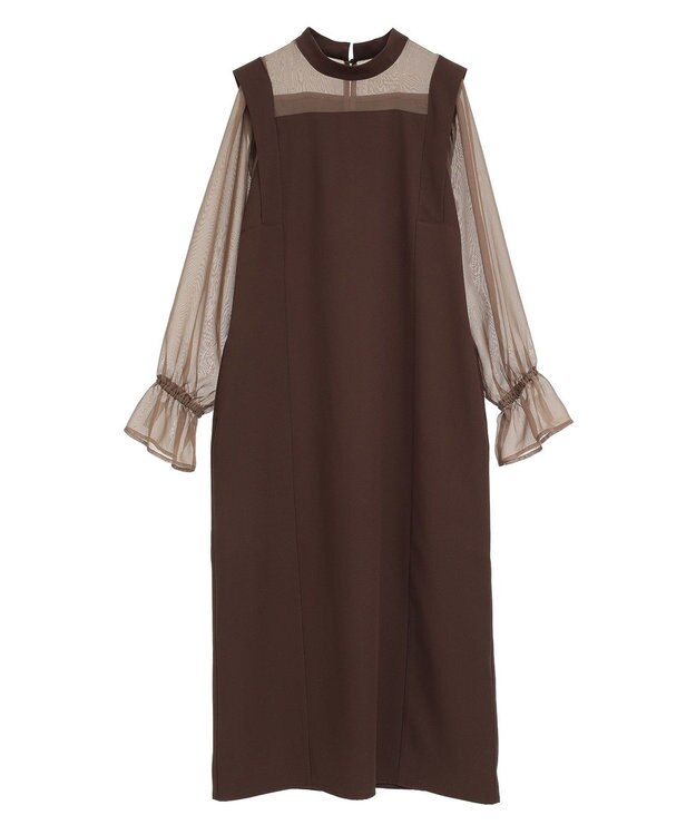 CRAFT STANDARD BOUTIQUE シアー切替えワンピース Brown