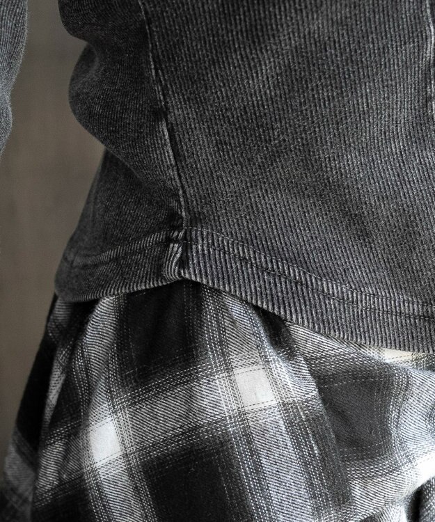 WEGO ヴィンテージウォッシュネックリボントップス スミクロ