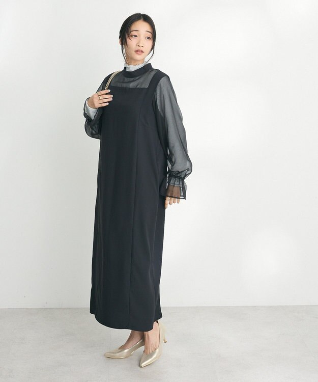 CRAFT STANDARD BOUTIQUE シアー切替えワンピース Black