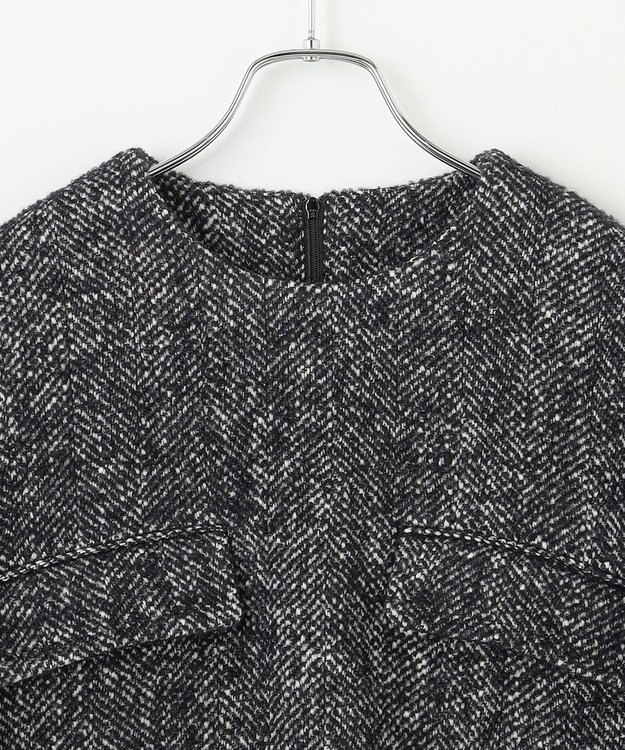 #Newans 【セットアップ可能】ワイドスリーブツイードプルオーバー グレー