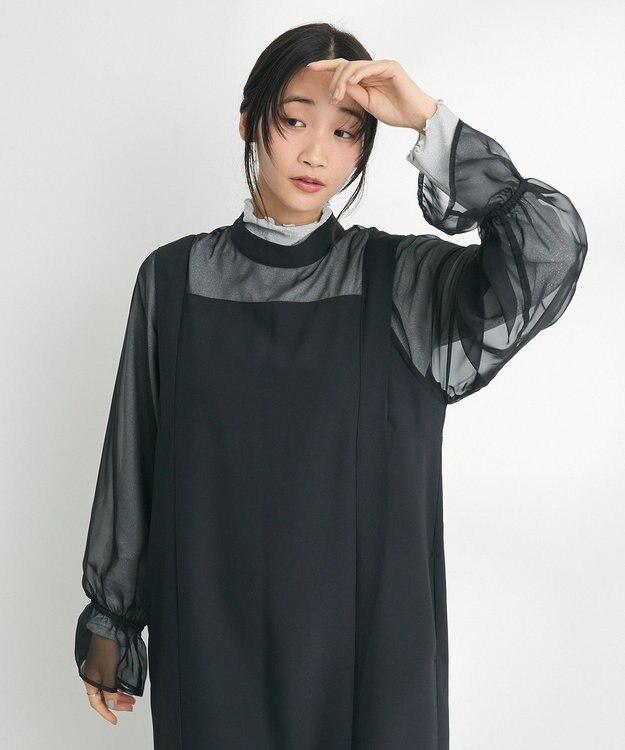 CRAFT STANDARD BOUTIQUE シアー切替えワンピース Black