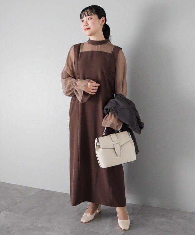 CRAFT STANDARD BOUTIQUE シアー切替えワンピース Brown