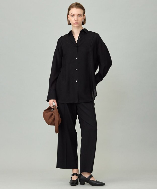 ICB L 【洗える】 シアービエラ デザインシャツ ブラック系