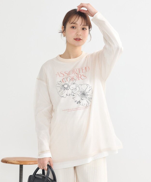earth music&ecology シアールーズニットプルオーバー Pink Beige