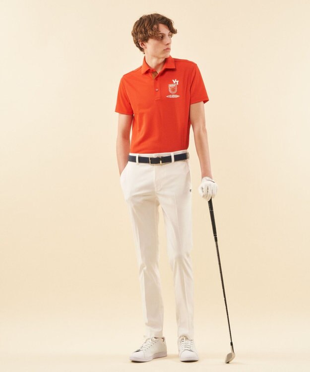 23区GOLF 【MEN】【吸水速乾/UVカット】エイトロックポロシャツ オレンジ系