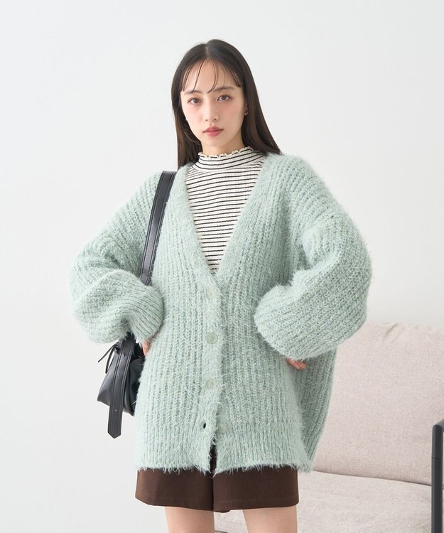 earth music&ecology 【予約】カラーミックスシャギーカーディガン ミント