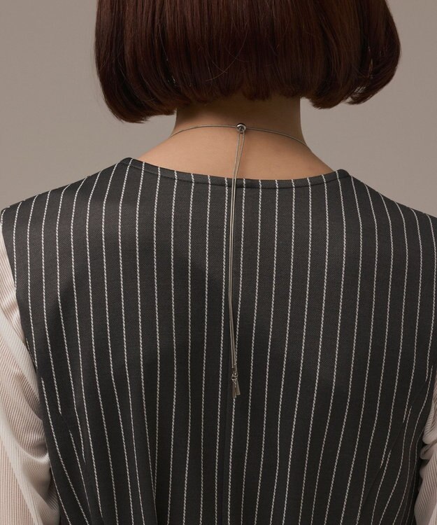 GRACE CONTINENTAL ストライプジャージワンピース グレー