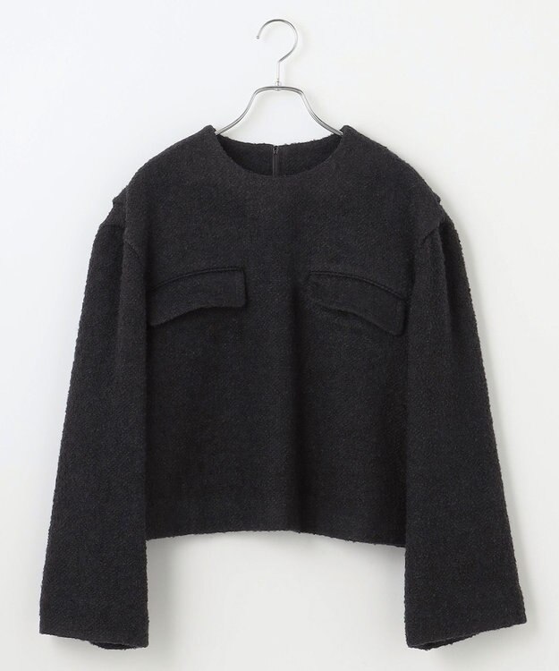 #Newans 【セットアップ可能】ワイドスリーブツイードプルオーバー ブラック