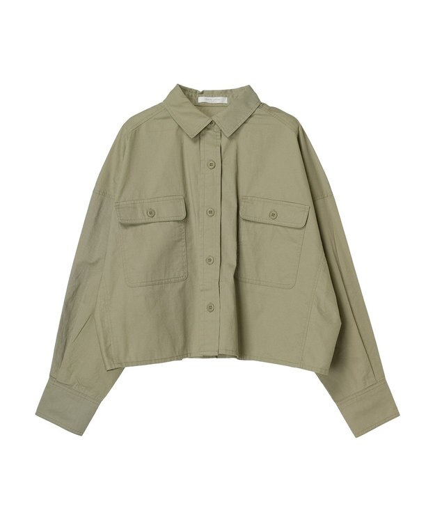 Green Parks ショート丈ワイドシャツ Olive