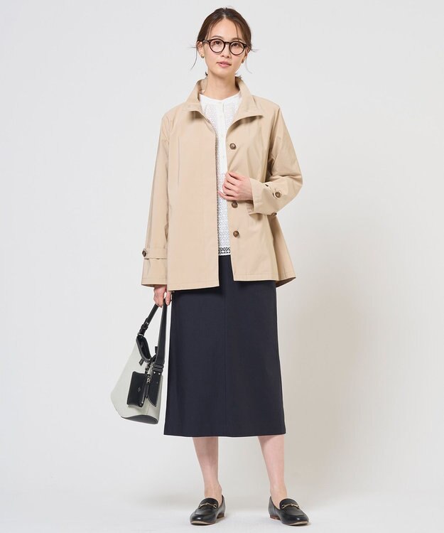 J.PRESS LADIES レースジャージー バンドカラー カットソー ホワイト系