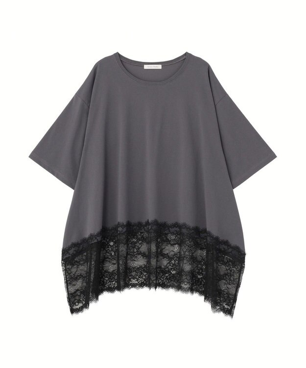 Green Parks 裾イレヘムレースプルオーバー Charcoal Gray