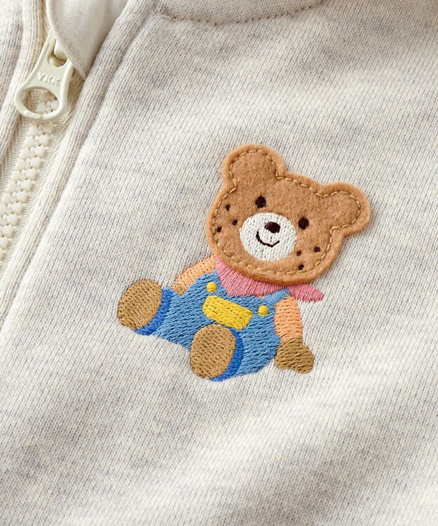 MIKI HOUSE HOT BISCUITS 【80-120cm】マルチカラー 裏毛パイル くまみみパーカー グレー