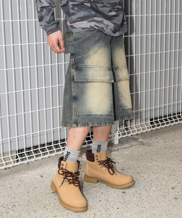 WEGO スウィッチングデニムカーゴショーツ デニム淡加工色