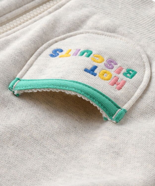 MIKI HOUSE HOT BISCUITS 【80-120cm】マルチカラー 裏毛パイル くまみみパーカー グレー