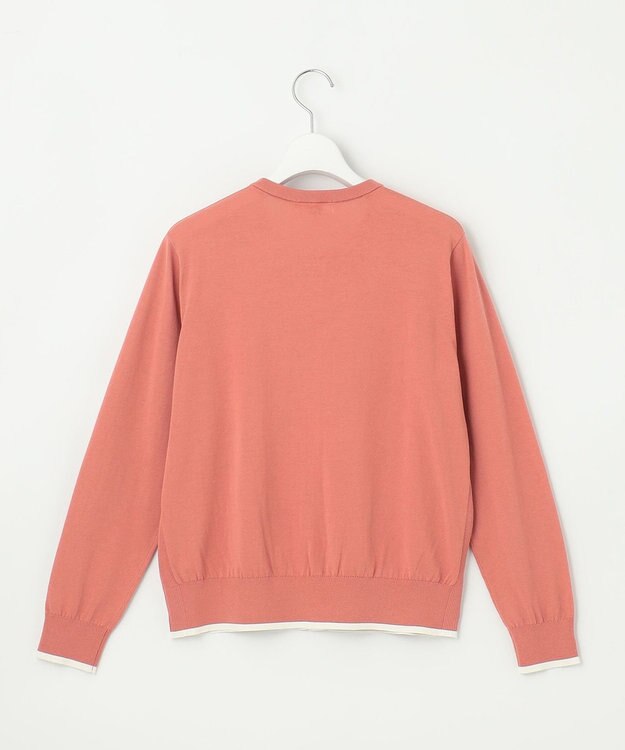J.PRESS LADIES BASIC HT COTTON クルーネック カーディガン ローズピンク系