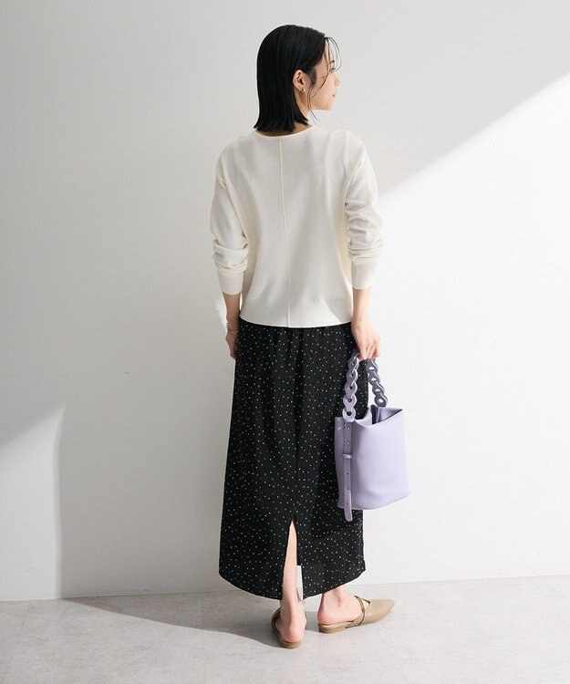 Green Parks パール調ボタン付き２ＷＡＹニットプルオーバー Off White