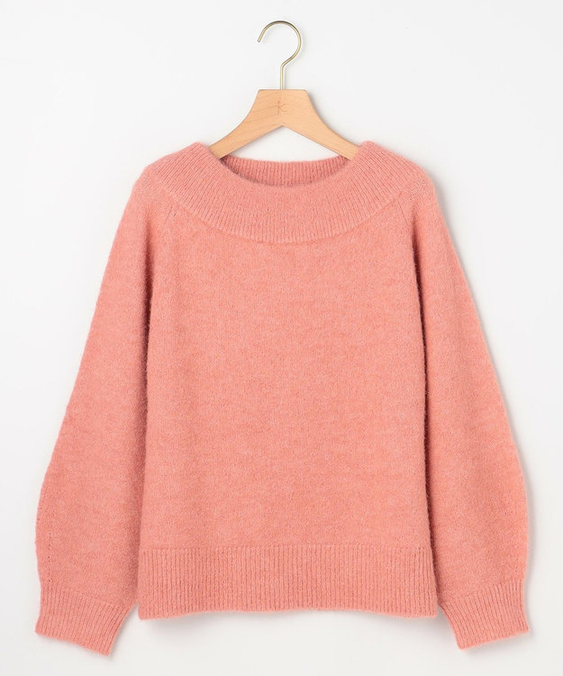 組曲 L へアリーヤーンボートネック ニット アプリコットピンク系