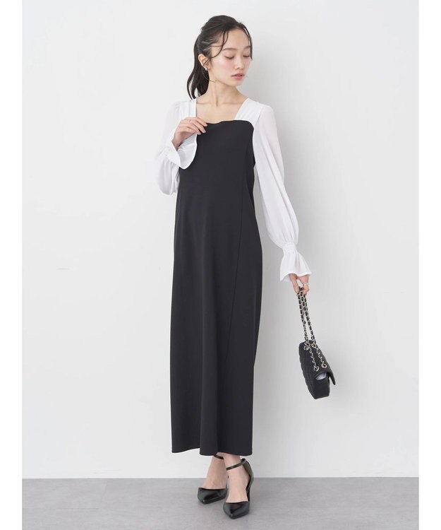 earth music&ecology ショルダードッキングワンピース Black