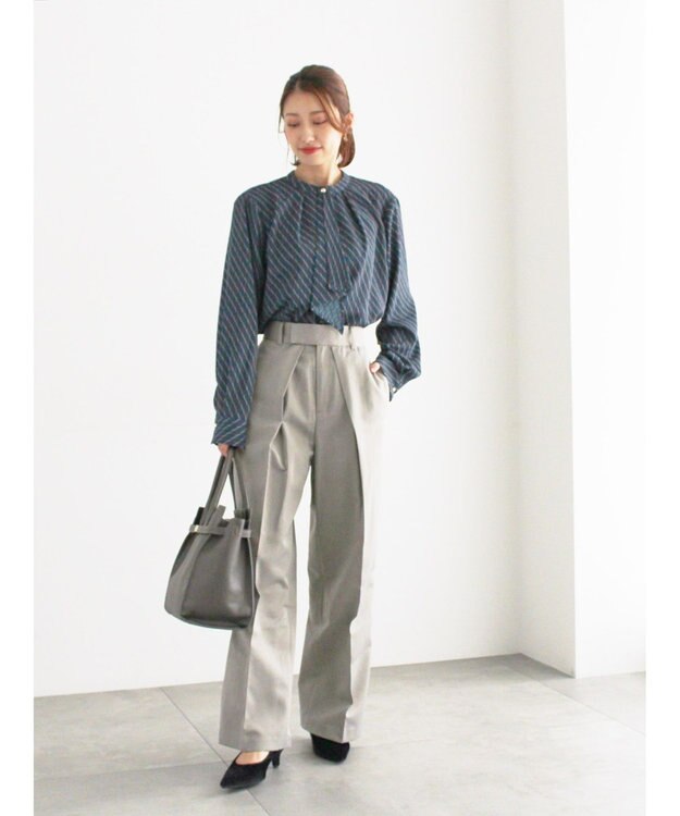 Te chichi パターンアソートボウタイブラウス グリーン