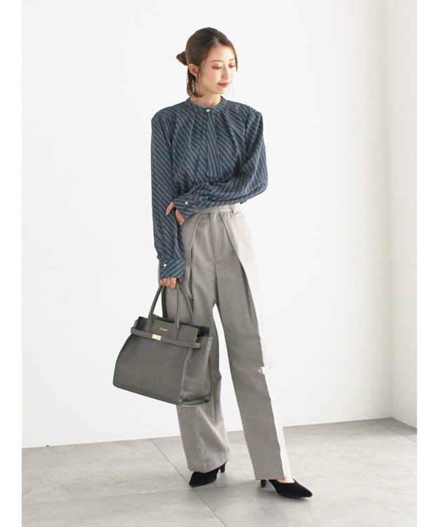 Te chichi パターンアソートボウタイブラウス グリーン