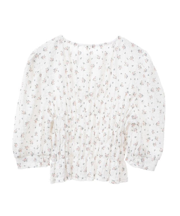 earth music&ecology 花柄ポコポコシャーリングトップス Ivory