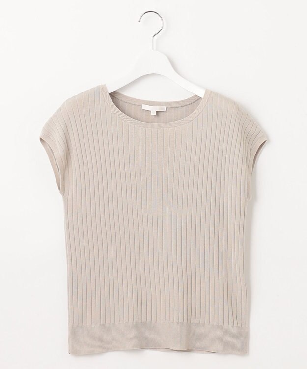 自由区 【アンサンブル対応・洗える】ハイツイストコットンアセテートフレンチスリーブ ニット ベージュ