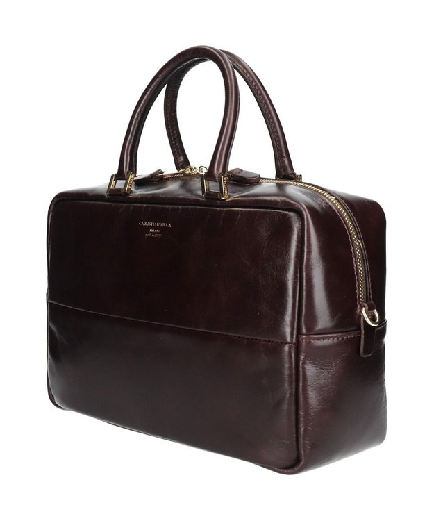 INTER-CHAUSSURES 【CHRISTIAN VILLA】ボックスシルエットレザーハンドバッグ ダークブラウン