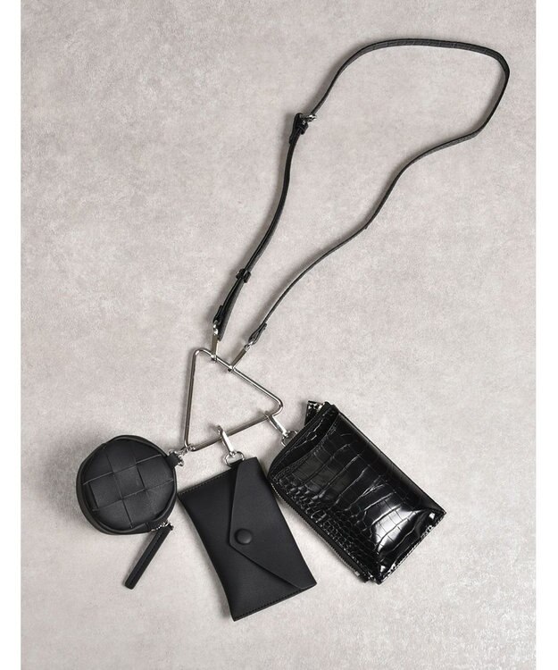 LA BAGAGERIE 【MONICA】トライアングルマルチショルダーバッグ ブラック