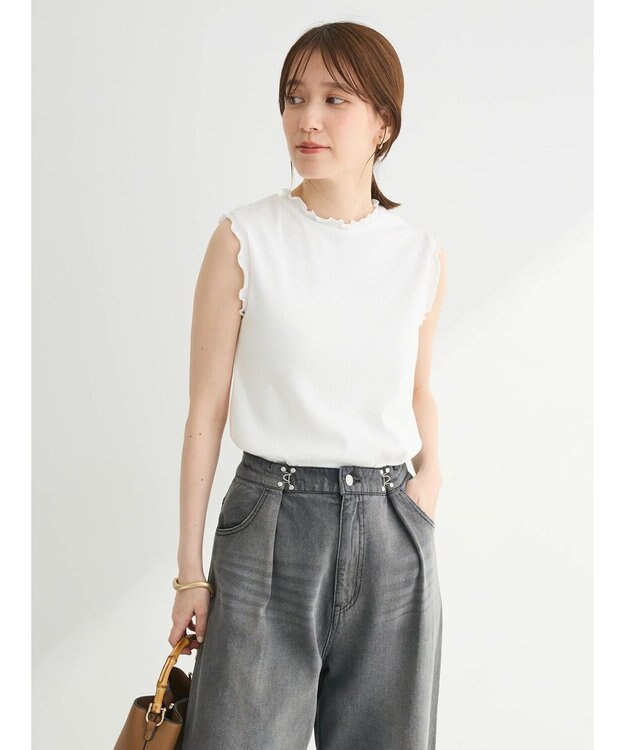 Green Parks ・Ｐｅｔｉｔ　Ｆｌｅｕｒ　メローｓｔリブタンクトップ Off White