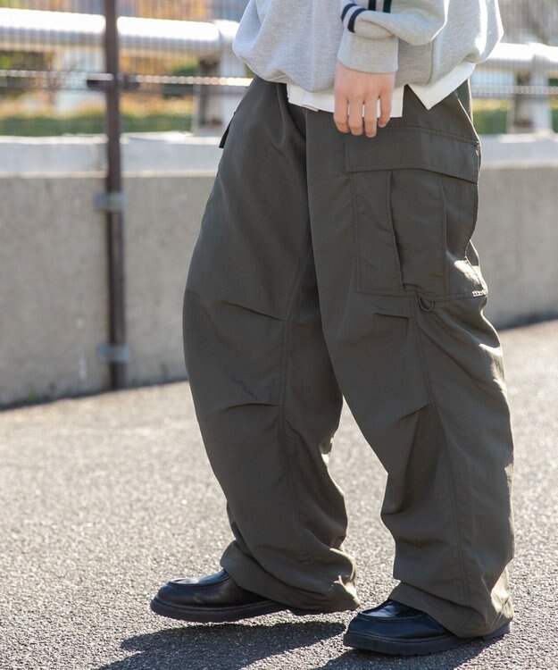 WEGO ナイロンカーゴパンツ カーキ