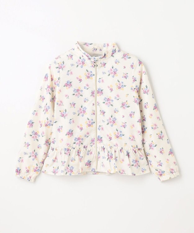 ANY KIDS フード取り外し 総柄 ブルゾン オフホワイト系花柄
