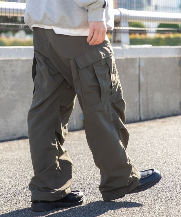 WEGO ナイロンカーゴパンツ カーキ