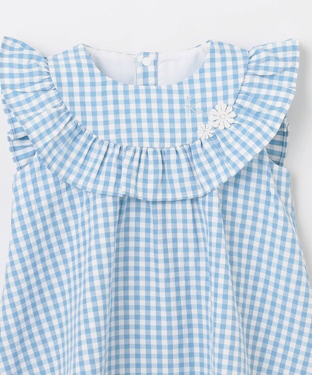 組曲 KIDS 【80-90㎝】ギンガム セットアップ ブルー系3