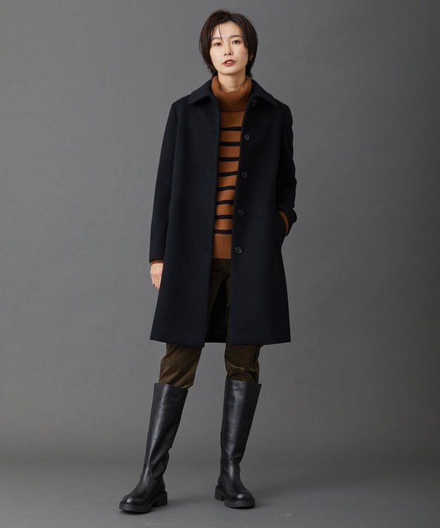 J.PRESS LADIES L ショートビーバー ステンカラーコート ブラック系