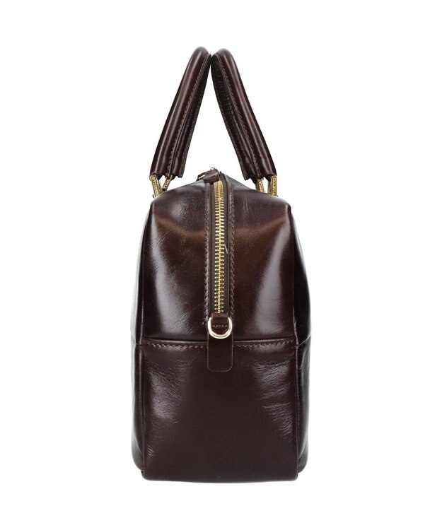 INTER-CHAUSSURES 【CHRISTIAN VILLA】ボックスシルエットレザーハンドバッグ ダークブラウン