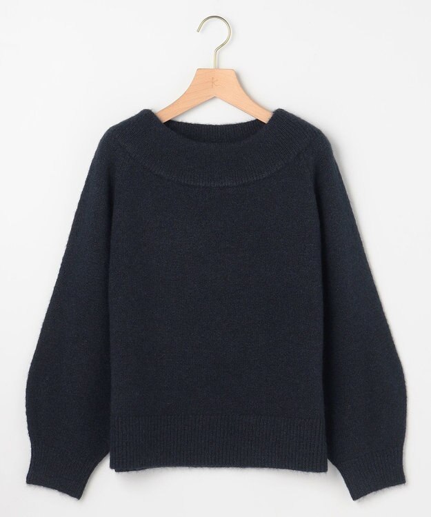 組曲 L へアリーヤーンボートネック ニット ネイビー系