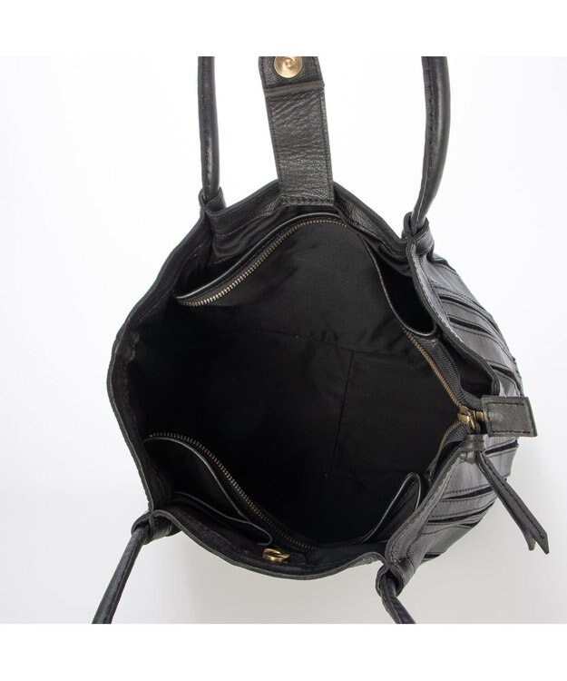 UNBILLION ピークスピーク PEAKS PEAK / ソフトレザーマルチストライプトート ブラック