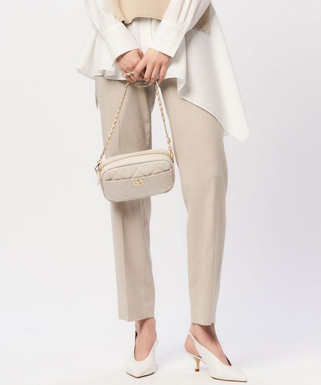 23区 【洗える/セットアップ対応】アイアスマットストレッチ テーパード パンツ ベージュ系