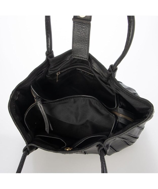 UNBILLION ピークスピーク PEAKS PEAK / ソフトレザーマルチストライプトート ブラック