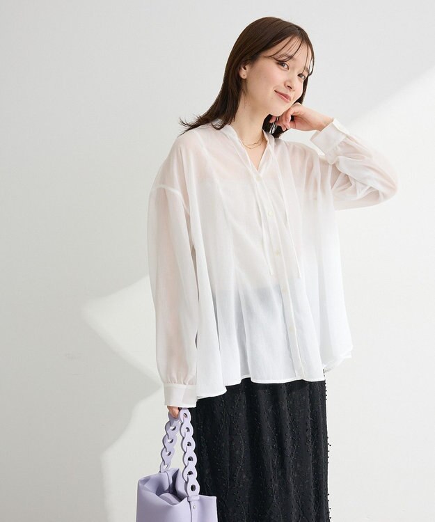 Green Parks フレアラインスキッパーブラウス Off White