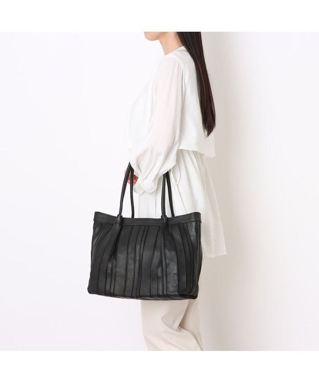 UNBILLION ピークスピーク PEAKS PEAK / ソフトレザーマルチストライプトート ブラック