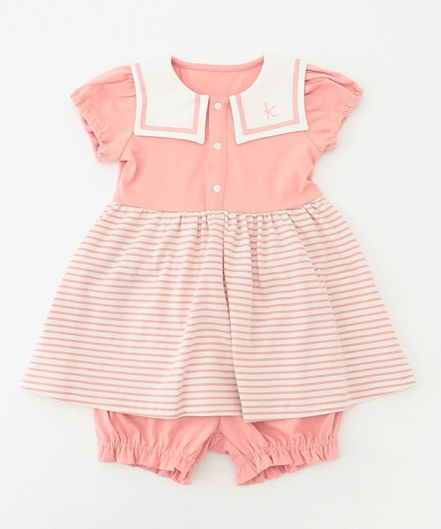 組曲 KIDS 【80-90cm】セーラーボーダー ワンピース ピンク系1