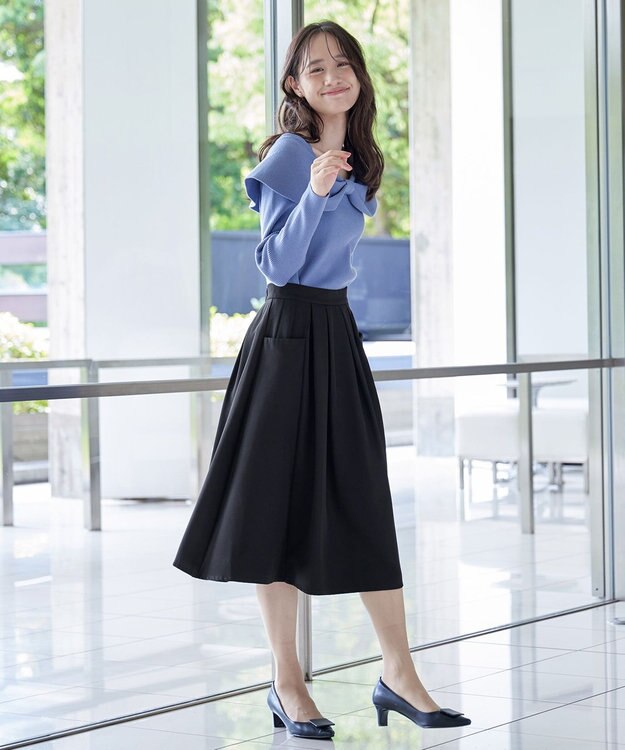 Tiaclasse ポケットフレアスカート ブラック
