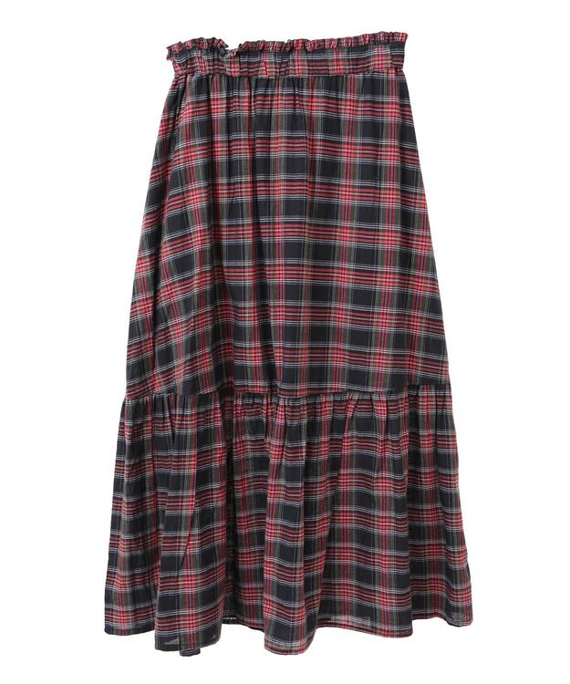earth music&ecology クリンクルスカート Check Red