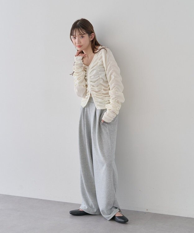 earth music&ecology レースレイヤード風スウェットパンツ Gray Mixture